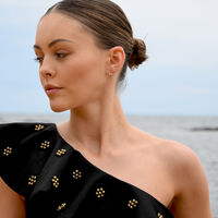 Libra Artisan Zirconia Pavé Stud Earrings (Gold)