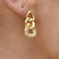 Clarette Luxury Diamante Link Chain Earrings (Gold Vermeil)