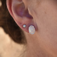 Alyn Artisan Opal Stud Earrings (Silver)