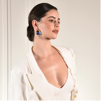 Ilona Artsy Resin Hoop Earrings (Sapphire Blue)
					