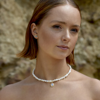 Miray Dainty Opal Stud Earrings (Gold Dark Blue)
					