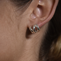 Aline Artsy Tri Curve Earrings (Silver)