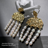 Jacinthe 24K Sculpture Pearl Drop Earrings (Imperfect No.4)
					
