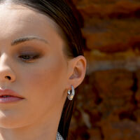 Marlowe Artisan Shard-Edge Diamante Huggie Earrings (Silver)