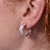 Monte Textured Silver Hoop Earrings