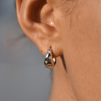 Adalyn Star-engraved Chunky Hoop Earrings (Silver)