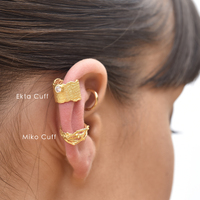 Miko Ear Contour Textured Sculpture Cuff Earring (Single Piece)