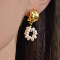 Karmi Textured Pearl Drop Earrings
					