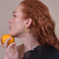 Valencia 22K Twisted Gold Croissant Earrings
					