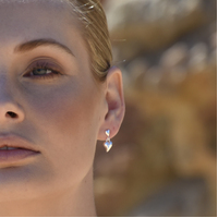 Alexandrine Sculptured Twin Heart Drop Earrings