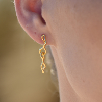 Gisela Twin Sculpture Line Drop Earrings (Gold Vermeil)
