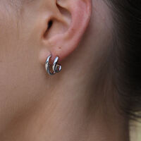 Asta Sculptural Twin Line Earrings (Silver)