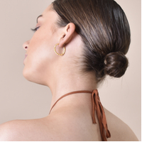 Veronique French Twisted Hoop Earrings (Gold)