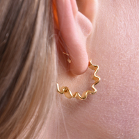 Avani Art Deco Wavy Hoop Earrrings (Gold Vermeil)
