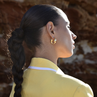 Yin Yang Artisan Solid Hoop Earrings (Gold)
					