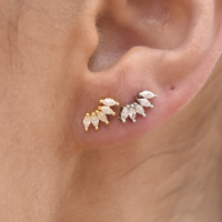 Aliz Zircon Arch Stud Earrings (Gold)