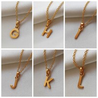 24K Gold Initial Pendant Necklace - 2 Letters