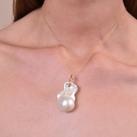 Nature's Craft Giant Baroque Pearl Pendant Necklace
					