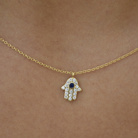 Esin Hand Evil Eye Pendant Necklace (Gold)
					