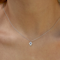 Esin Hand Evil Eye Pendant Necklace (Silver) 
					