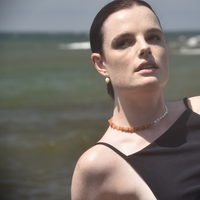 Amoret Natural Agate Macadam Pearl Necklace
					