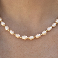 Elara Pink Cultured Pearl Necklace
					