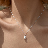 Louna Artisan Textured Drop Pendant Necklace (Silver)
					