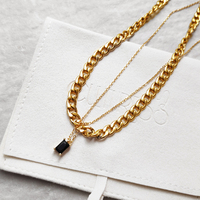 Ezra Fine Black Zircon Pendant Necklace 
					