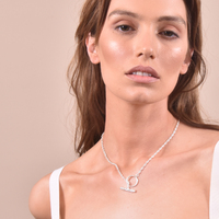 Ebba Silver Bar Pendant Necklace
					