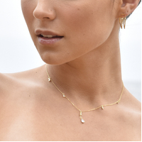 Brita Dainty Teardrop Diamante Necklace (Gold)
					