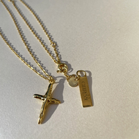 Faith Textured Cross Pendant Necklace (Gold)
					