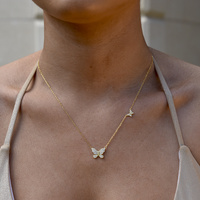 Blythe Twin Butterfly Pendant Necklace (Gold)
					