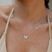 Blythe Twin Butterfly Pendant Necklace (Silver)
					