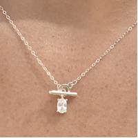 Bjarne Zircon Toggle Pendant Necklace (Silver)