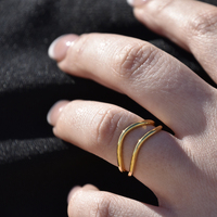 Rue Artisan Twin Line Open Ring (Gold Vermeil)
					