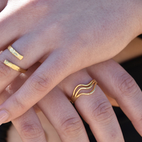 Selene Artisan Lining Open Ring (Gold Vermeil)
					