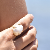 Jaquetta 24K Baroque Pearl Open Ring
					