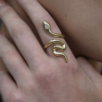 Blythia Sculptural Serpent Open Ring (Gold)