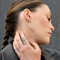 Blythia Sculptural Serpent Open Ring (Silver)