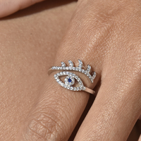 Una Artisan Evil Eye Open Ring (Silver)
					