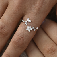 Bryony Artisan Fine Floral Open Ring
					