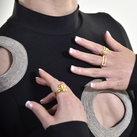 Elenor Artsy Lining Open Ring (Gold Vermeil)
					