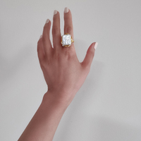 Lorenza Gold Filled Pearl Open Ring
					