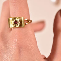 Crimson Sun Muse Zircon Open Ring
					
