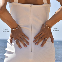 Louve Freshwater Pearl Dual Chain Bracelet (Silver)
					