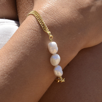 Anouk Freshwater Pearl Dual Chain Bracelet (Gold Vermeil)
					