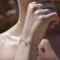 Adina Fine Diamante Cross Charm Bracelet (Silver)
					