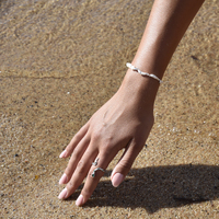 Racquel Sculptural Silver Pod Pearl Bracelet 
					