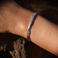 Fossette Artisan Textured Bangle (Silver)
					