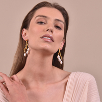 Esmese Artisan 24K Coral Pearl Drop Earrings
					